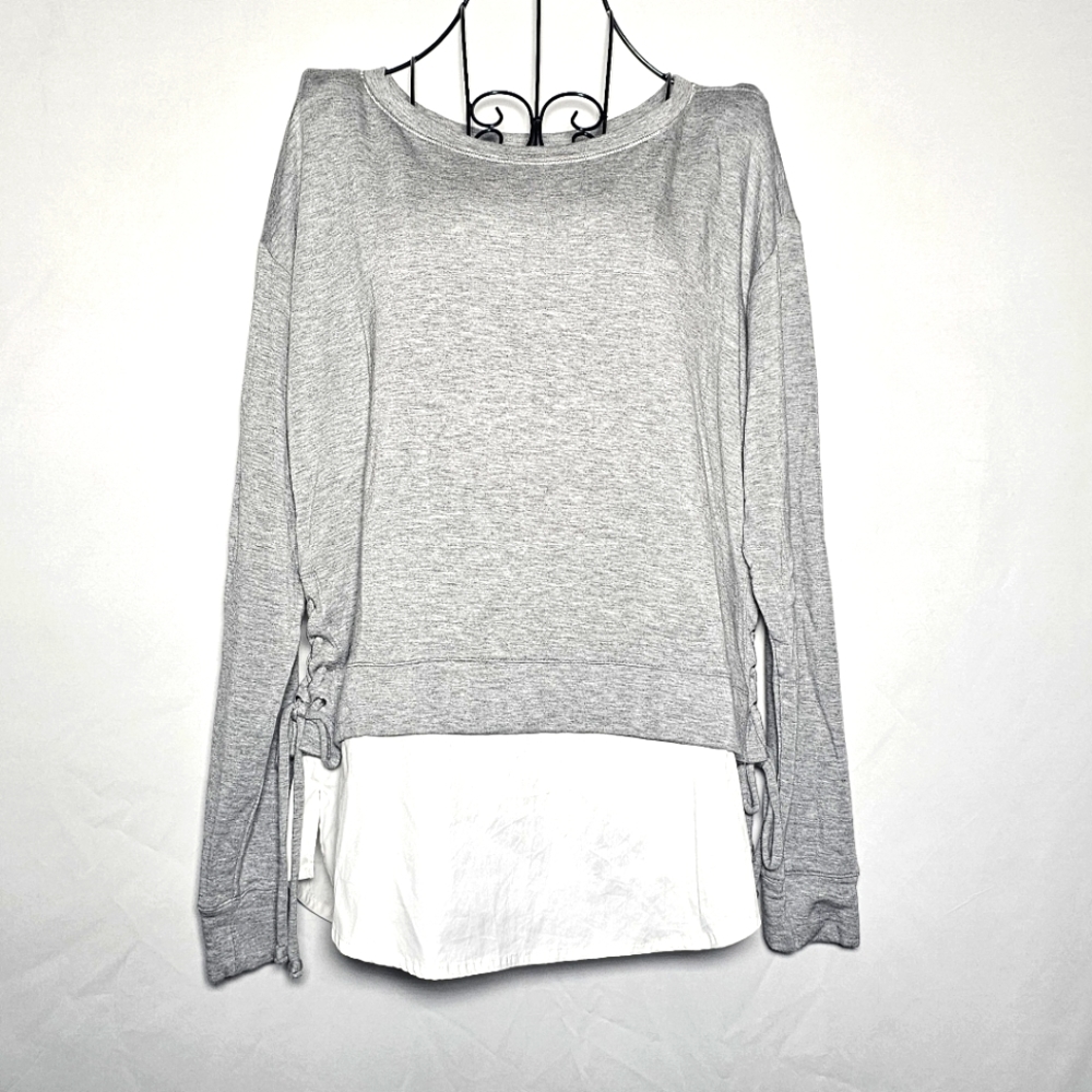 Whbm long sleeve faux layer knit top size medium
